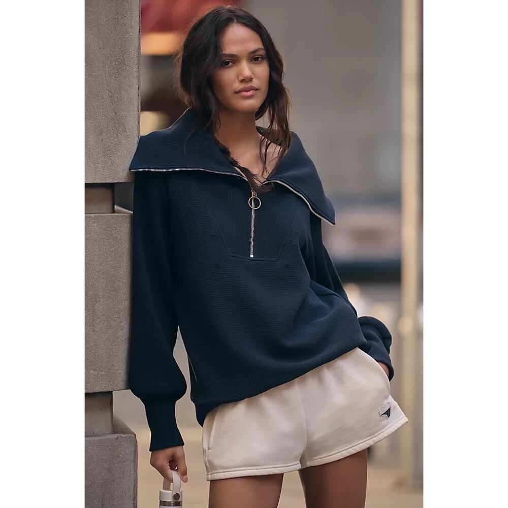 Varley Vine Half Zip Pullover Top Navy Blue M